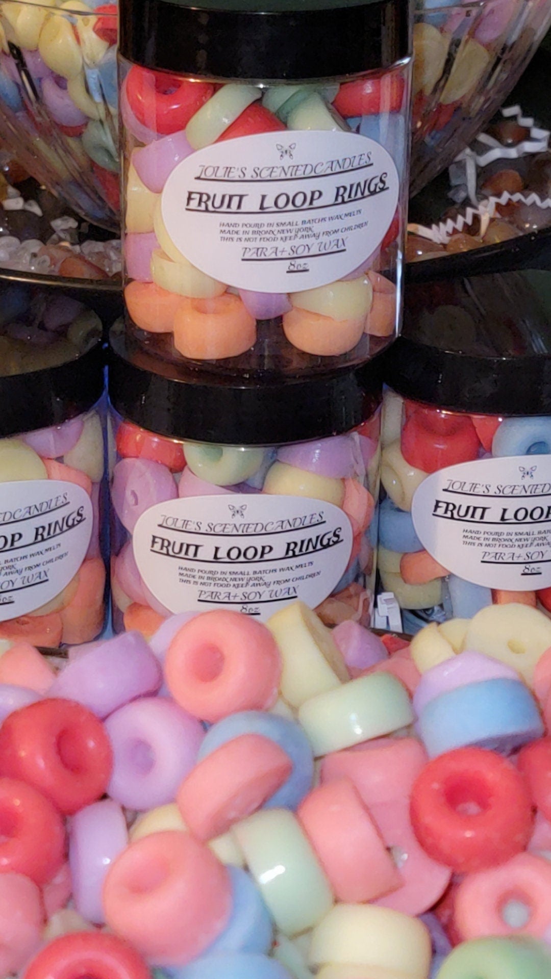 Fruit Loops Wax Melts Food Shaped Wax Melts Fruity Loops Scented Wax Melts Fruit Loop Cereal Embeds 8oz 2 for 24 Dollars- Free car diffuser