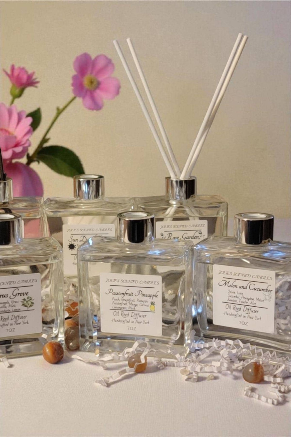 Reed Diffuser Bottle with Sticks – Diffuser Oil Set, Home Fragrance | Free Car Diffuser with Purchase