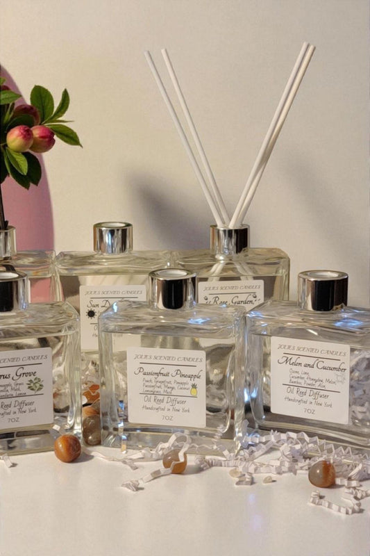 Reed Diffuser Bottle with Sticks – Diffuser Oil Set, Home Fragrance | Free Car Diffuser with Purchase
