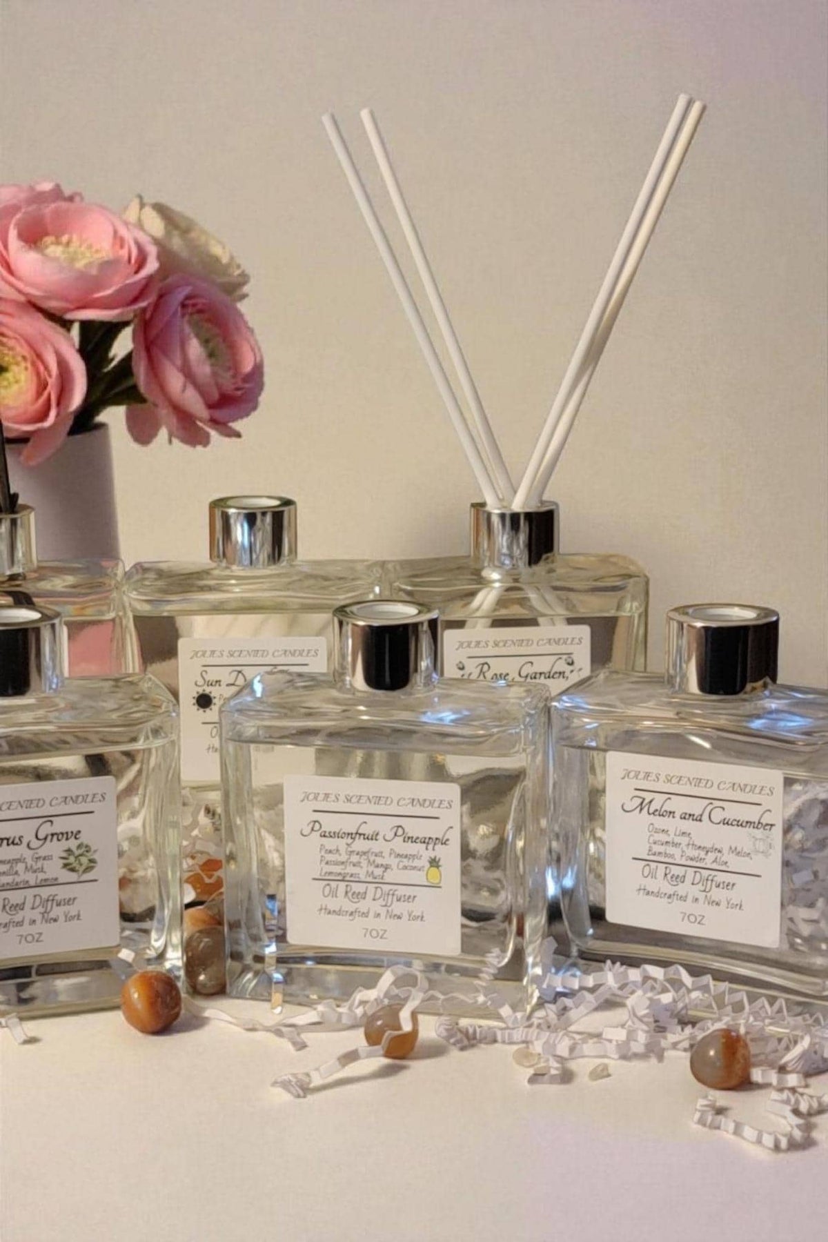 Reed Diffuser Bottle with Sticks – Diffuser Oil Set, Home Fragrance | Free Car Diffuser with Purchase